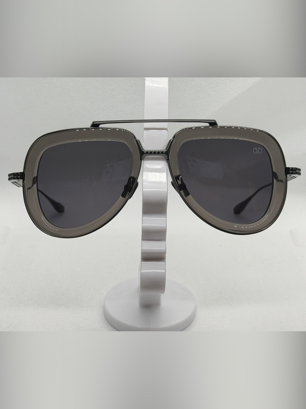 Valentino Gray and Black Aviator Sunglasses